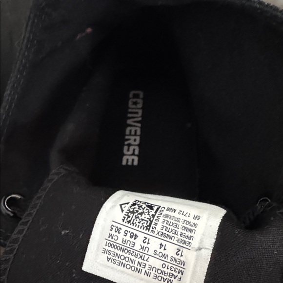 Converse Classic ALL Black High-Tops Sz12 Men’s Sz14 Women’s - Picture 6 of 7